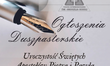 Ogłoszenia duszpasterskie 29.06.2025 r.